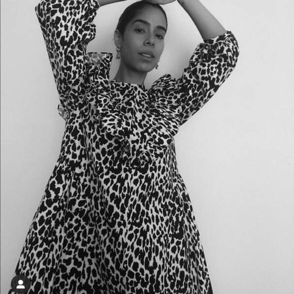 Sandy Liang x Target Leopard Print Long Ruffle Sleeve Midi Dress Plus Size NWT - Picture 3 of 15